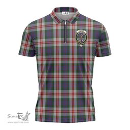 ScotsTee Shop Scottish Fraser Red Dress Clan Crest Tartan Zipper Polo Shirt