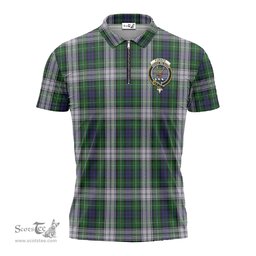 ScotsTee Shop Scottish Forbes Dress Clan Crest Tartan Zipper Polo Shirt