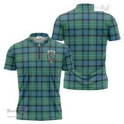 ScotsTee Shop Scottish Ferguson Ancient Clan Crest Tartan Zipper Polo Shirt
