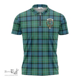 ScotsTee Shop Scottish Ferguson Ancient Clan Crest Tartan Zipper Polo Shirt