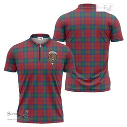 ScotsTee Shop Scottish Fotheringham Modern Clan Crest Tartan Zipper Polo Shirt
