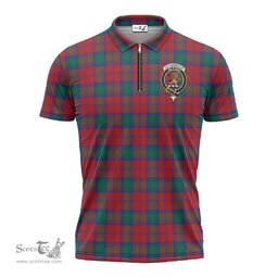 ScotsTee Shop Scottish Fotheringham Modern Clan Crest Tartan Zipper Polo Shirt