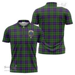 ScotsTee Shop Scottish Forsyth Modern Clan Crest Tartan Zipper Polo Shirt