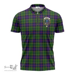 ScotsTee Shop Scottish Forsyth Modern Clan Crest Tartan Zipper Polo Shirt
