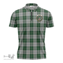 ScotsTee Shop Scottish Erskine Green Clan Crest Tartan Zipper Polo Shirt