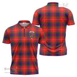 ScotsTee Shop Scottish Fraser Modern Clan Crest Tartan Zipper Polo Shirt