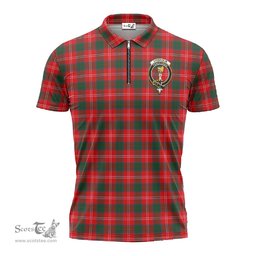 ScotsTee Shop Scottish Chisholm Modern Clan Crest Tartan Zipper Polo Shirt