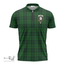 ScotsTee Shop Scottish Dunbar Hunting Clan Crest Tartan Zipper Polo Shirt