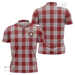 ScotsTee Shop Scottish Cunningham Dress Clan Crest Tartan Zipper Polo Shirt