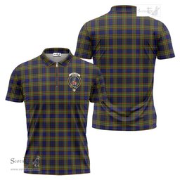 ScotsTee Shop Scottish Clelland Modern Clan Crest Tartan Zipper Polo Shirt
