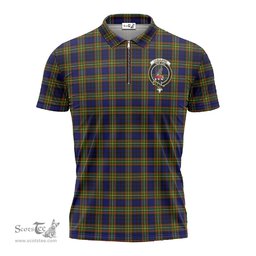 ScotsTee Shop Scottish Clelland Modern Clan Crest Tartan Zipper Polo Shirt