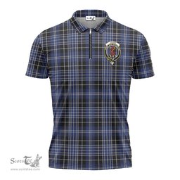 ScotsTee Shop Scottish Clark Clan Crest Tartan Zipper Polo Shirt