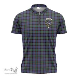 ScotsTee Shop Scottish Fletcher Modern Clan Crest Tartan Zipper Polo Shirt