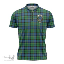 ScotsTee Shop Scottish Forsyth Ancient Clan Crest Tartan Zipper Polo Shirt