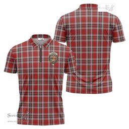 ScotsTee Shop Scottish Drummond of Perth Dress Clan Crest Tartan Zipper Polo Shirt