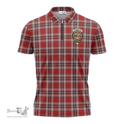 ScotsTee Shop Scottish Drummond of Perth Dress Clan Crest Tartan Zipper Polo Shirt