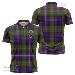 ScotsTee Shop Scottish Chalmers Modern Clan Crest Tartan Zipper Polo Shirt