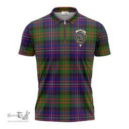 ScotsTee Shop Scottish Chalmers Modern Clan Crest Tartan Zipper Polo Shirt