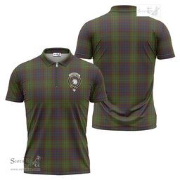 ScotsTee Shop Scottish Cunningham Hunting Modern Clan Crest Tartan Zipper Polo Shirt