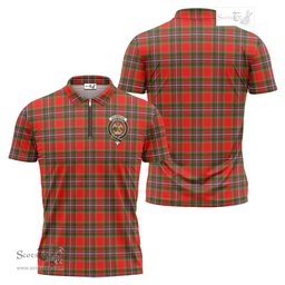 ScotsTee Shop Scottish Drummond of Perth Clan Crest Tartan Zipper Polo Shirt