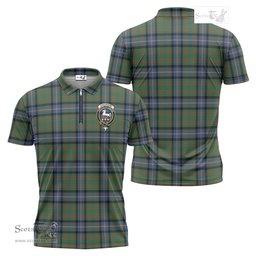 ScotsTee Shop Scottish Cochrane Ancient Clan Crest Tartan Zipper Polo Shirt