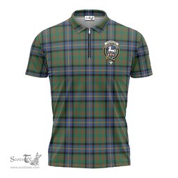 ScotsTee Shop Scottish Cochrane Ancient Clan Crest Tartan Zipper Polo Shirt