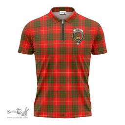 ScotsTee Shop Scottish Cameron Modern Clan Crest Tartan Zipper Polo Shirt