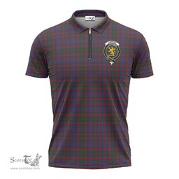 ScotsTee Shop Scottish Cumming Clan Crest Tartan Zipper Polo Shirt