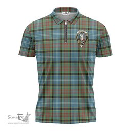 ScotsTee Shop Scottish Cathcart Clan Crest Tartan Zipper Polo Shirt