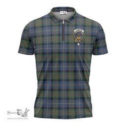 ScotsTee Shop Scottish Cameron of Erracht Ancient Clan Crest Tartan Zipper Polo Shirt