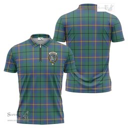 ScotsTee Shop Scottish Carmichael Ancient Clan Crest Tartan Zipper Polo Shirt