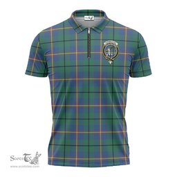 ScotsTee Shop Scottish Carmichael Ancient Clan Crest Tartan Zipper Polo Shirt