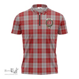 ScotsTee Shop Scottish Erskine Red Clan Crest Tartan Zipper Polo Shirt
