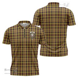 ScotsTee Shop Scottish Jardine Clan Crest Tartan Zipper Polo Shirt