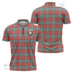 ScotsTee Shop Scottish Dunbar Ancient Clan Crest Tartan Zipper Polo Shirt