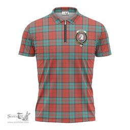 ScotsTee Shop Scottish Dunbar Ancient Clan Crest Tartan Zipper Polo Shirt