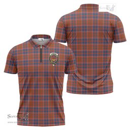 ScotsTee Shop Scottish Cameron of Lochiel Ancient Clan Crest Tartan Zipper Polo Shirt