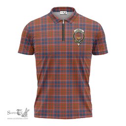 ScotsTee Shop Scottish Cameron of Lochiel Ancient Clan Crest Tartan Zipper Polo Shirt