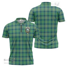 ScotsTee Shop Scottish Kennedy Ancient Clan Crest Tartan Zipper Polo Shirt