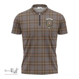 ScotsTee Shop Scottish MacIntyre Hunting Weathered Clan Crest Tartan Zipper Polo Shirt