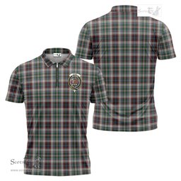 ScotsTee Shop Scottish Innes Dress Clan Crest Tartan Zipper Polo Shirt