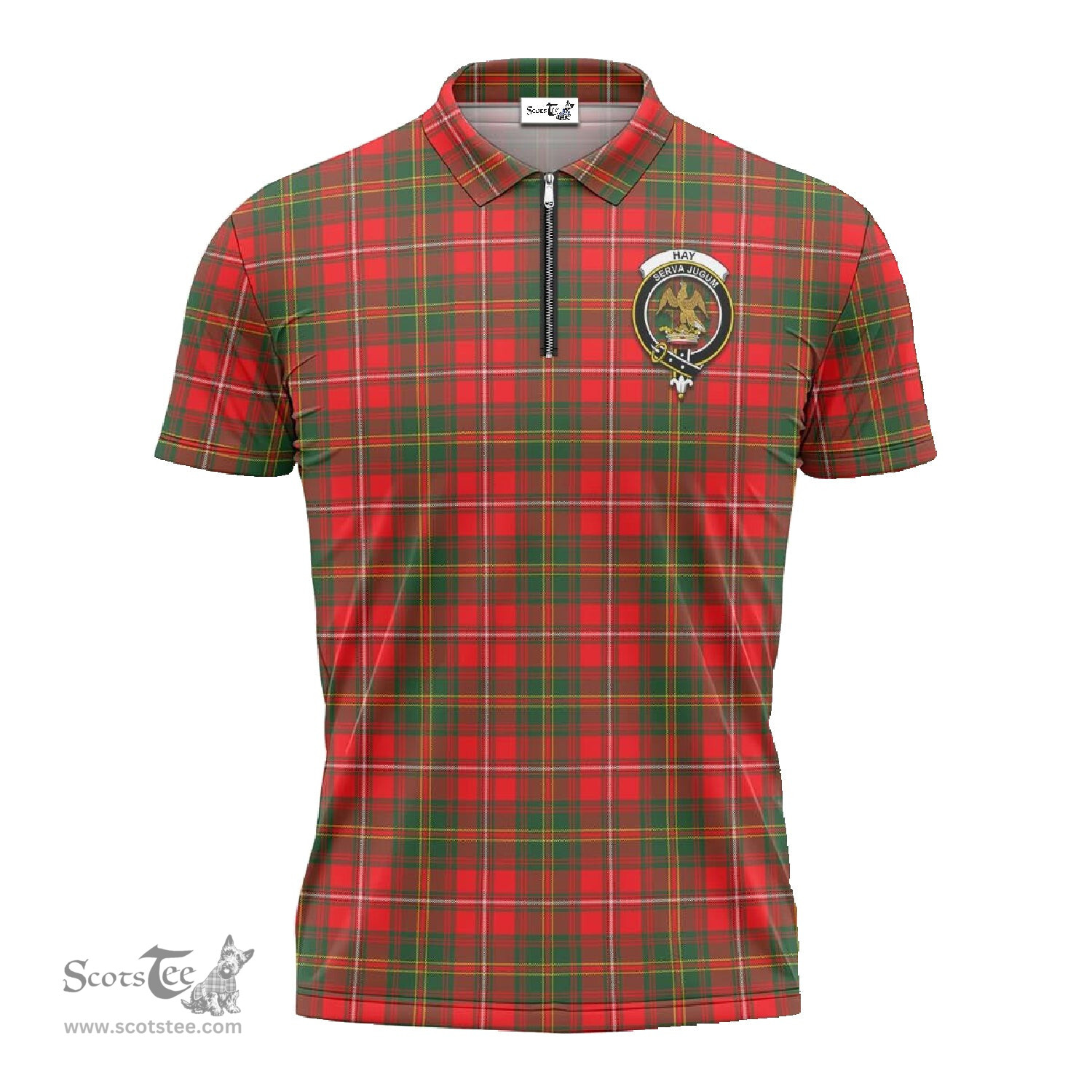 ScotsTee Shop Scottish Hay Modern Clan Crest Tartan Zipper Polo Shirt