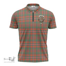 ScotsTee Shop Scottish MacKinnon Ancient Clan Crest Tartan Zipper Polo Shirt