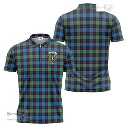 ScotsTee Shop Scottish Guthrie Ancient Clan Crest Tartan Zipper Polo Shirt