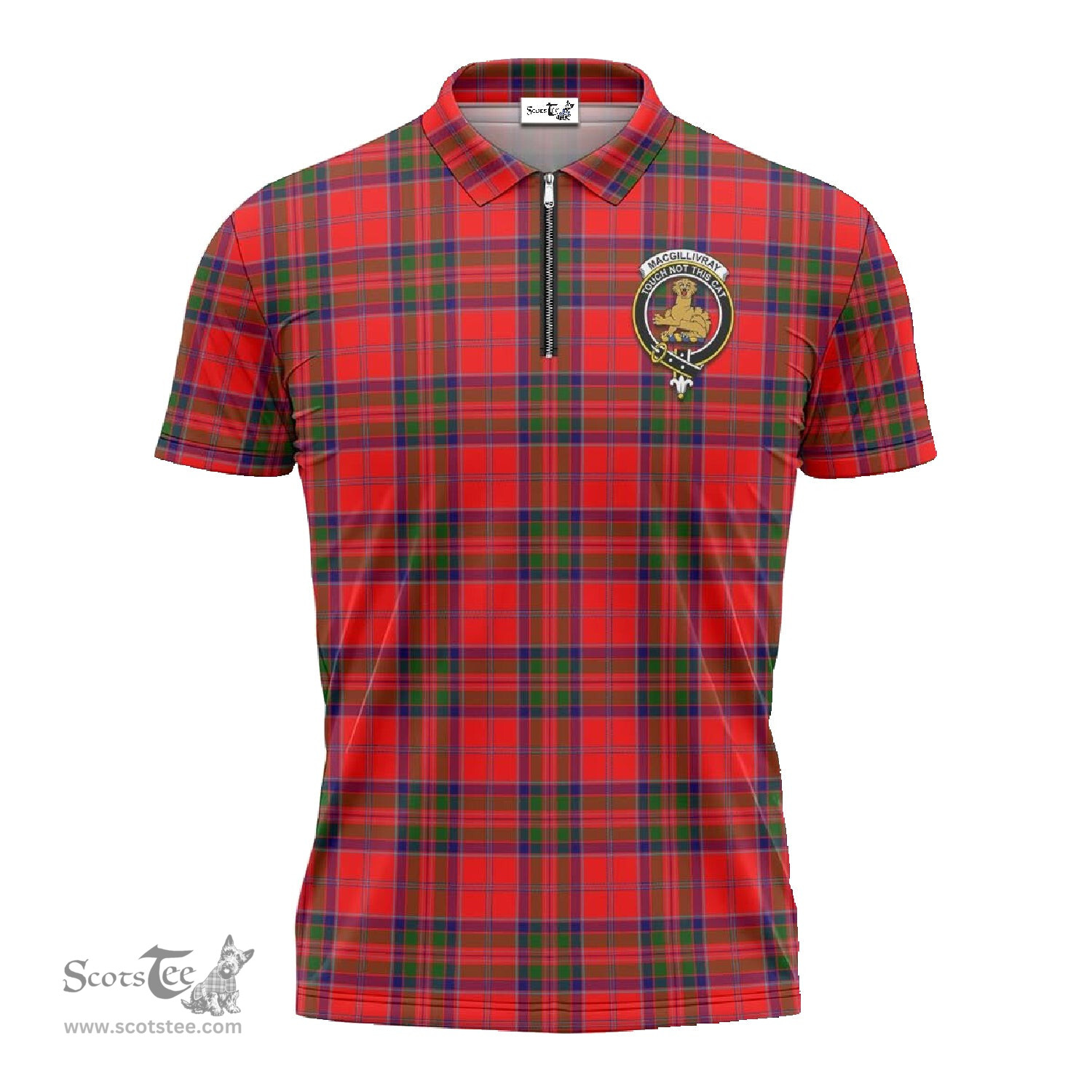 ScotsTee Shop Scottish MacGillivray Modern Clan Crest Tartan Zipper Polo Shirt