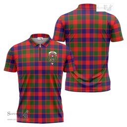ScotsTee Shop Scottish Gow of Skeoch Clan Crest Tartan Zipper Polo Shirt