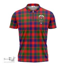 ScotsTee Shop Scottish Gow of Skeoch Clan Crest Tartan Zipper Polo Shirt
