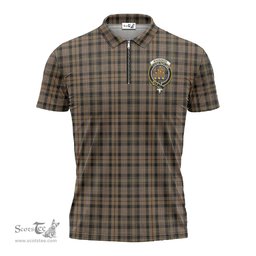 ScotsTee Shop Scottish MacKenzie Hunting Clan Crest Tartan Zipper Polo Shirt