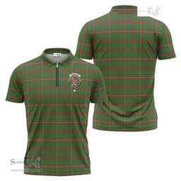 ScotsTee Shop Scottish MacKinnon Hunting Modern Clan Crest Tartan Zipper Polo Shirt