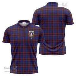ScotsTee Shop Scottish Home Modern Clan Crest Tartan Zipper Polo Shirt